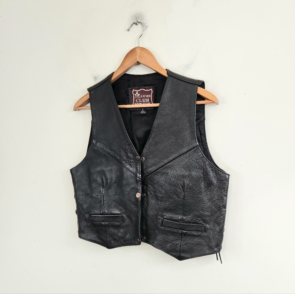 Vintage 90s Leather biker vest